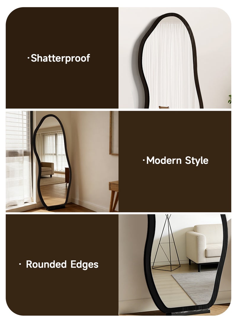 ARCHAEOPTERYX 120x40cm Irregular Design Full Length Mirror - Wall Mount or Lean Against Wall, Modern Artistic Mirror for Bedroom & Living Room Decor (Black) - Image 4